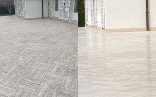 Rénovation de terrasse en pierre naturelle et travertin - Lyon